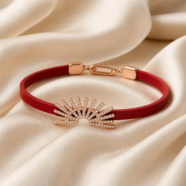 Red_Fan_Design_Hair_Clip_With_Silver-Tone_Embellishment