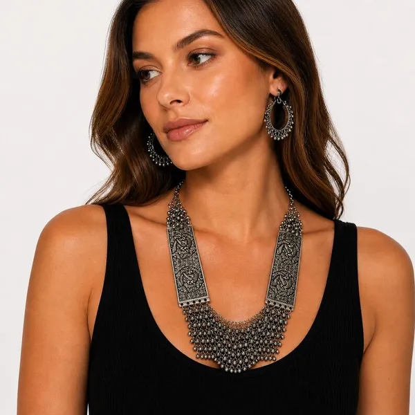Silver_Tone_Oxidized_Statement_Necklace_Set_for_Women