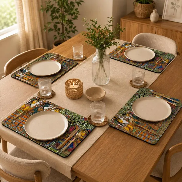 Madhubani_Coffee_Mat_squar_Set_of_2