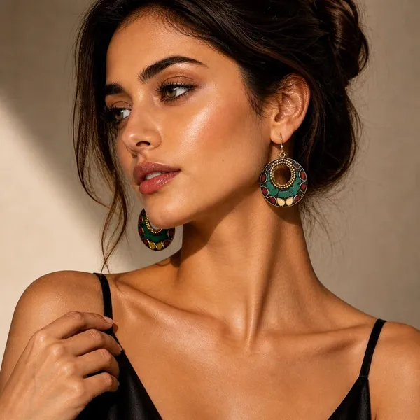 Black_Multicolour_Round_Drop_Earrings_for_Women