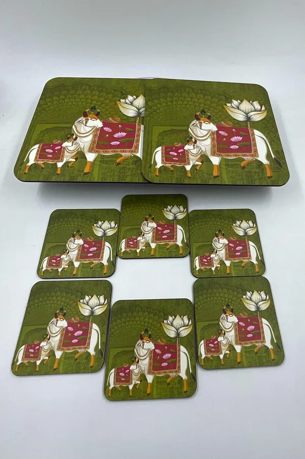Madhubani_art_Coffee_Mat_squar_Set_of_2