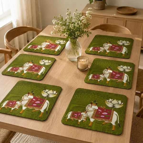 Madhubani_art_Coffee_Mat_squar_Set_of_2