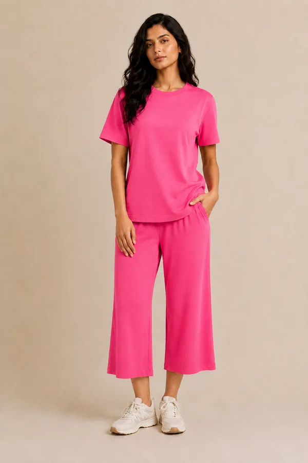 Pink_Relaxed_Fit_Top_And_Wide-Leg_Culotte_Set_For_Women