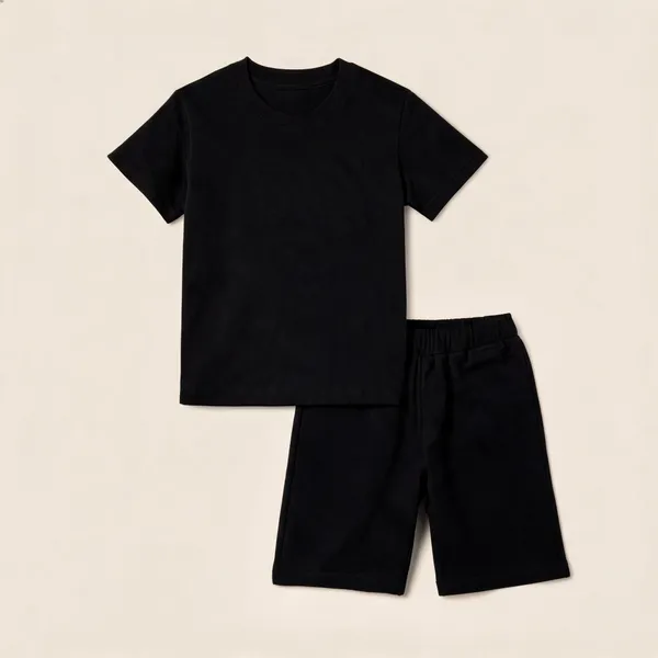 Black_Relaxed_Fit_T-Shirt_And_Shorts_Set_For_Boys