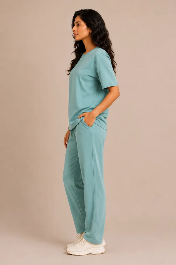 Teal_Relaxed_Fit_Crew-Neck_Top_And_Trouser_Set_For_Women