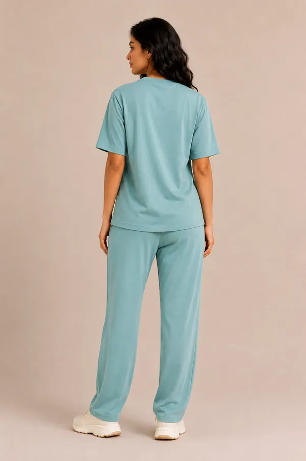 Teal_Relaxed_Fit_Crew-Neck_Top_And_Trouser_Set_For_Women