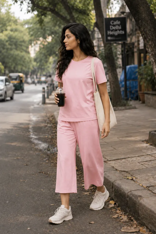 Pink_Relaxed_Fit_Top_And_Wide-Leg_Culotte_Set_For_Women