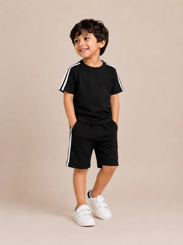 Navy_And_Black_Striped_Relaxed_Fit_T-Shirt_And_Shorts_Set_For_Boys