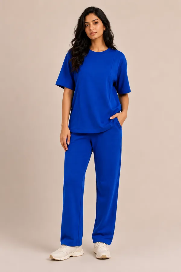 Blue_Relaxed_Fit_Crew-Neck_Top_And_Trouser_Set_For_Women