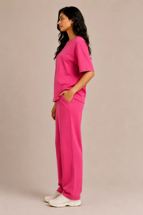 Pink_Relaxed_Fit_Crew-Neck_Top_And_Trouser_Set_For_Women