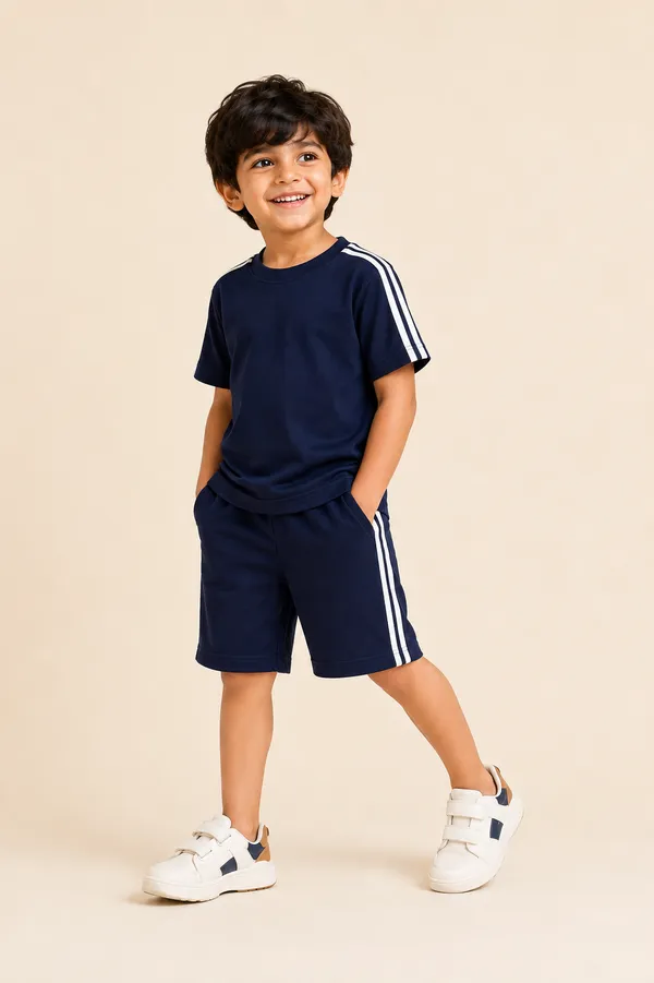 Navy_And_Black_Striped_Relaxed_Fit_T-Shirt_And_Shorts_Set_For_Boys