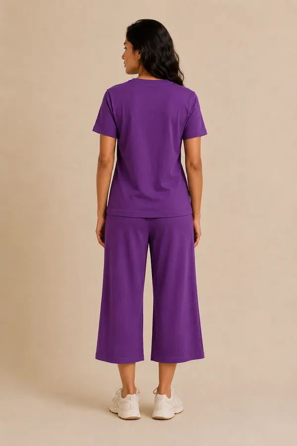 Purple_Relaxed_Fit_Top_And_Wide-Leg_Culotte_Set_For_Women