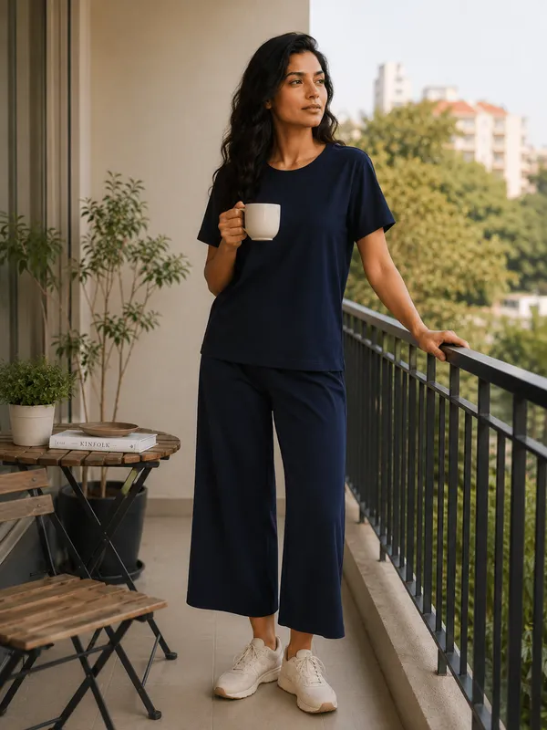 Navy_Relaxed_Fit_Wide-Leg_Culotte_Co-Ord_Set_For_Women