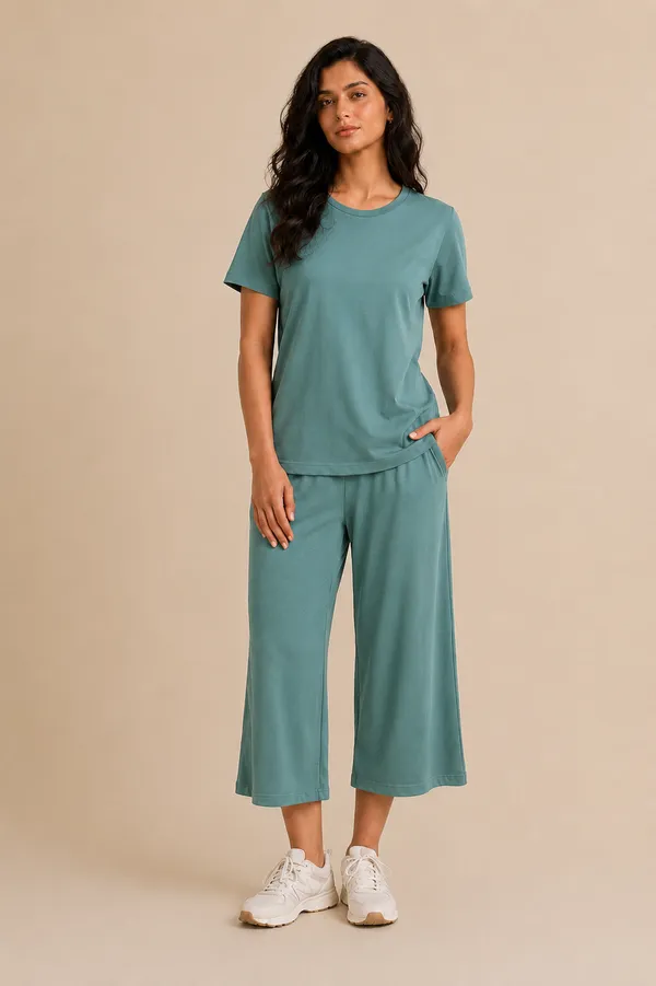 Teal_Relaxed_Fit_Wide-Leg_Culotte_Co-Ord_Set_For_Women