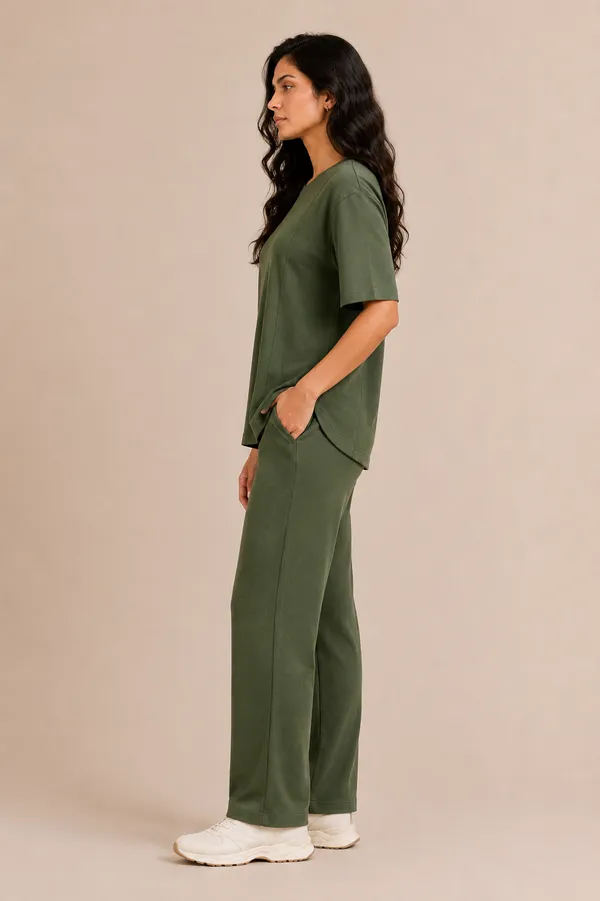 Olive_Green_Relaxed_Fit_Crew-Neck_Top_And_Trouser_Set_For_Women