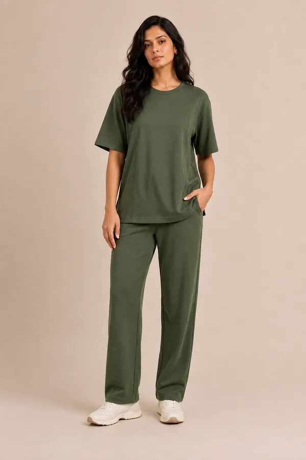 Olive_Green_Relaxed_Fit_Crew-Neck_Top_And_Trouser_Set_For_Women