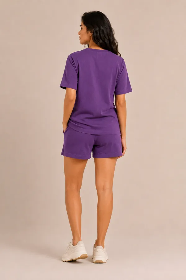 Purple_Relaxed_Fit_T-Shirt_And_Shorts_Set_For_Women