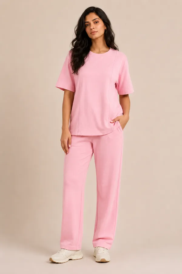 Pink_Relaxed_Fit_Top_And_Wide-Leg_Trouser_Set_For_Women