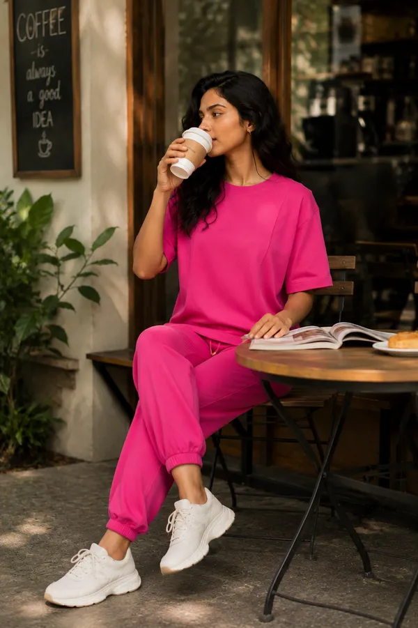 Pink_Relaxed_Fit_T-Shirt_And_Jogger_Set_For_Women