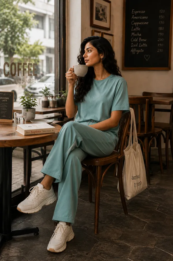 Teal_Relaxed_Fit_Crew-Neck_Top_And_Trouser_Set_For_Women