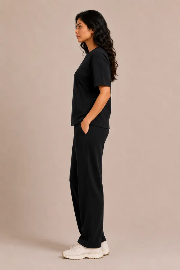Black_Relaxed_Fit_Crew-Neck_Top_And_Trouser_Set_For_Women