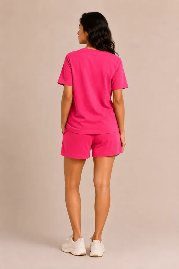 Pink_Relaxed_Fit_T-Shirt_And_Shorts_Set_For_Women