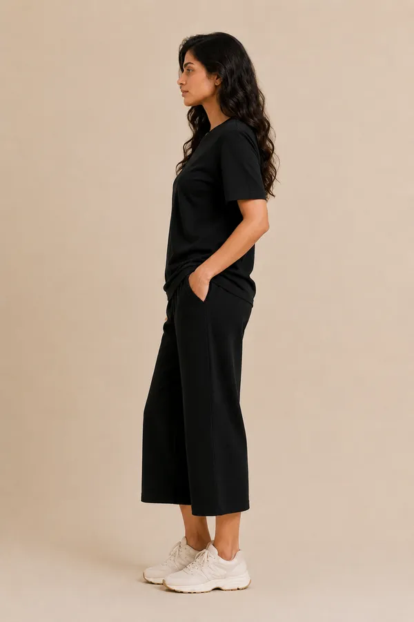 Black_Relaxed_Fit_Wide-Leg_Culotte_Co-Ord_Set_For_Women