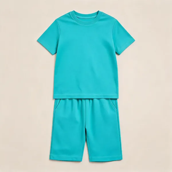 Turquoise_Relaxed_Fit_T-Shirt_And_Shorts_Set_For_Boys