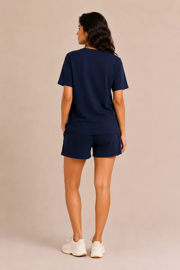 Navy_Relaxed_Fit_T-Shirt_And_Shorts_Set_For_Women