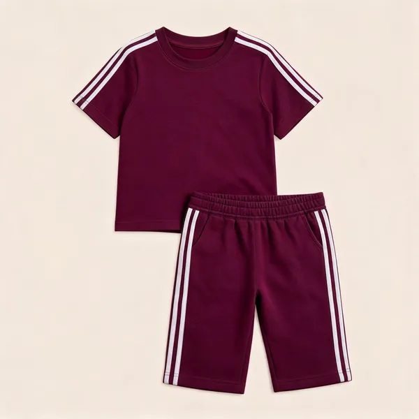 Maroon_Striped_Relaxed_Fit_Sports_Top_And_Shorts_Set_For_Girls