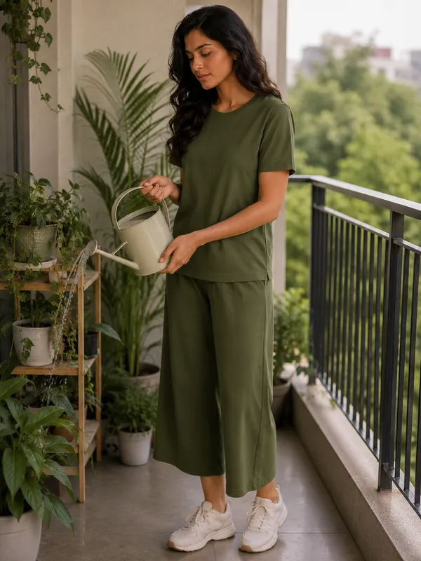 Olive_Green_Relaxed_Fit_Wide-Leg_Culotte_Co-Ord_Set_For_Women