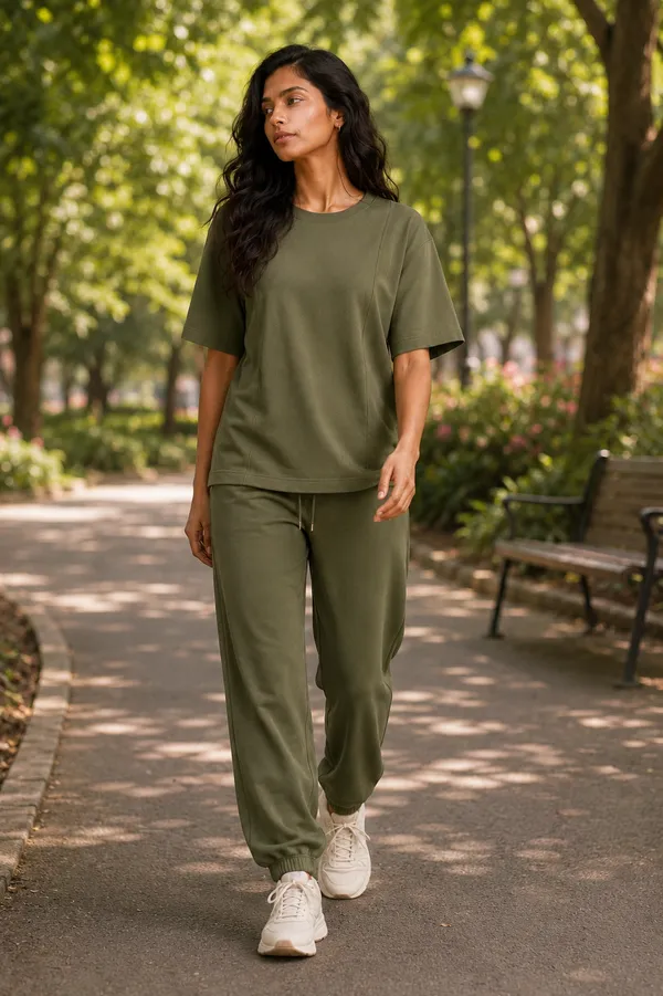 Olive_Green_Relaxed_Fit_T-Shirt_And_Jogger_Set_For_Women
