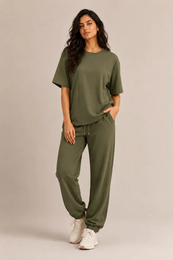 Olive_Green_Relaxed_Fit_T-Shirt_And_Jogger_Set_For_Women