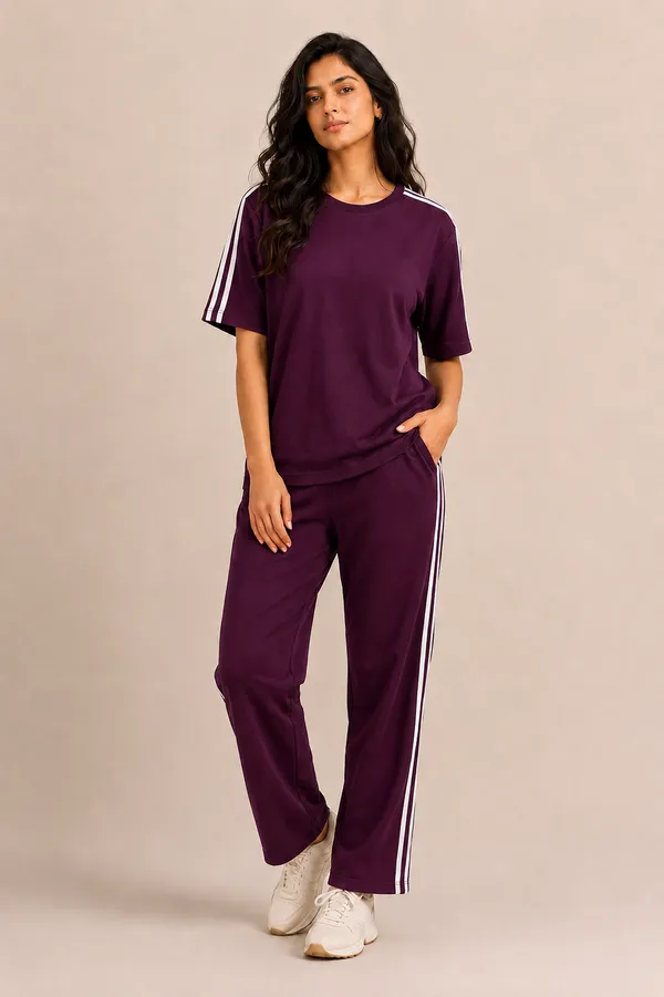 Maroon_Relaxed_Fit_Striped_Track_Co-Ord_Set_For_Women