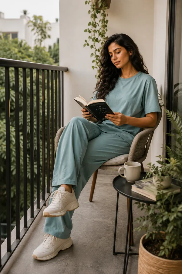 Teal_Relaxed_Fit_Crew-Neck_Top_And_Trouser_Set_For_Women