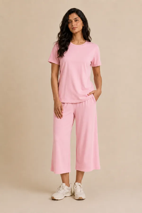 Pink_Relaxed_Fit_Top_And_Wide-Leg_Culotte_Set_For_Women