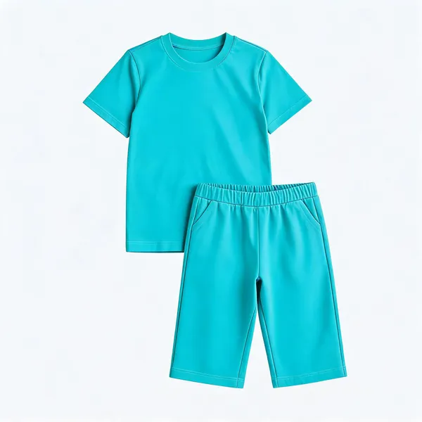 Turquoise_Relaxed_Fit_T-Shirt_And_Shorts_Set_For_Girls