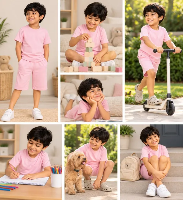 Pink_Relaxed_Fit_T-Shirt_And_Shorts_Set_For_Kids