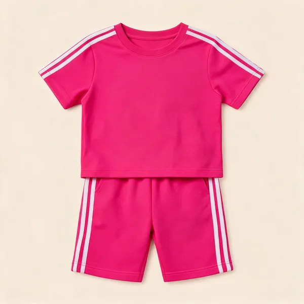 Pink_Striped_Relaxed_Fit_Sports_Top_And_Shorts_Set_For_Girls