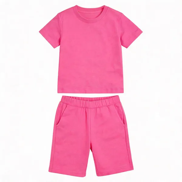Pink_Relaxed_Fit_T-Shirt_And_Shorts_Set_For_Girls