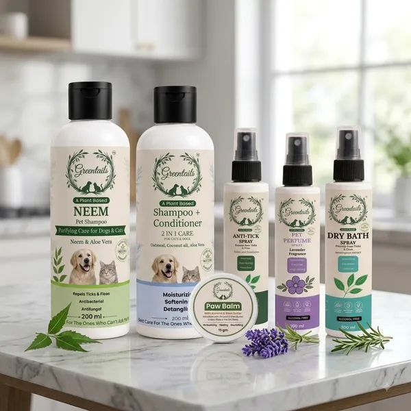 Professional_Pet_Care_Grooming_Kit,_Pack_Of_6_(_(Neem_Shampoo_200_Ml,_Conditioner+Shampoo_200_Ml,_Anti-Tick_Spray_100_Ml,_Dry_Bath_100_Ml,_Pet_Perfume_100Ml_And_Paw_Balm_15_Gm)