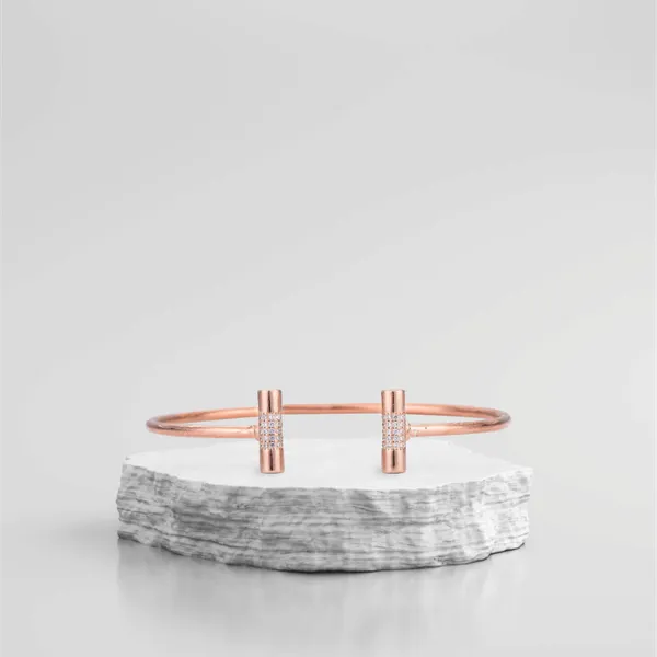 Rose_Gold_925_Sterling_Silver_Zircon_Flower_Bracelet_For_Unisex