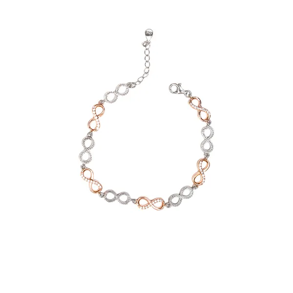 Silver_925_Two_Tone_Infinity_Zircon_Bracelet_For_Unisex