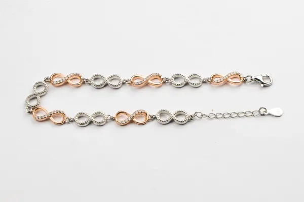 Silver_925_Two_Tone_Infinity_Zircon_Bracelet_For_Unisex