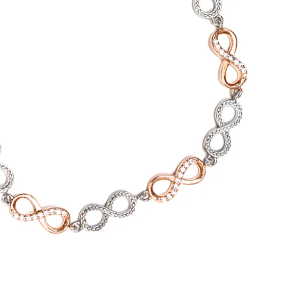 Silver_925_Two_Tone_Infinity_Zircon_Bracelet_For_Unisex