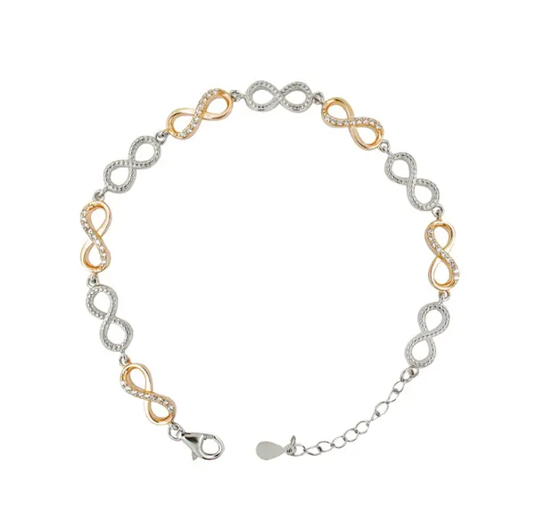 Silver_925_Two_Tone_Infinity_Zircon_Bracelet_For_Unisex