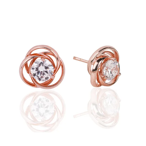 Rose_Gold_925_Sterling_Silver_Zirconia_Flower_Stud_Earrings_For_Women