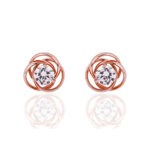 Rose_Gold_925_Sterling_Silver_Zirconia_Flower_Stud_Earrings_For_Women