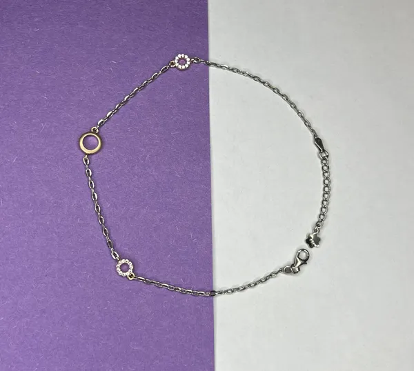 925_Silver_Two_Tone_Dua_Design_Anklets_(9.5_Inch_)