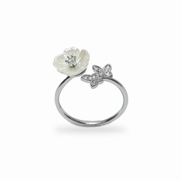 Silver_925_Sterling_Flower_Pearl_Zirconia_Ring_For_Women